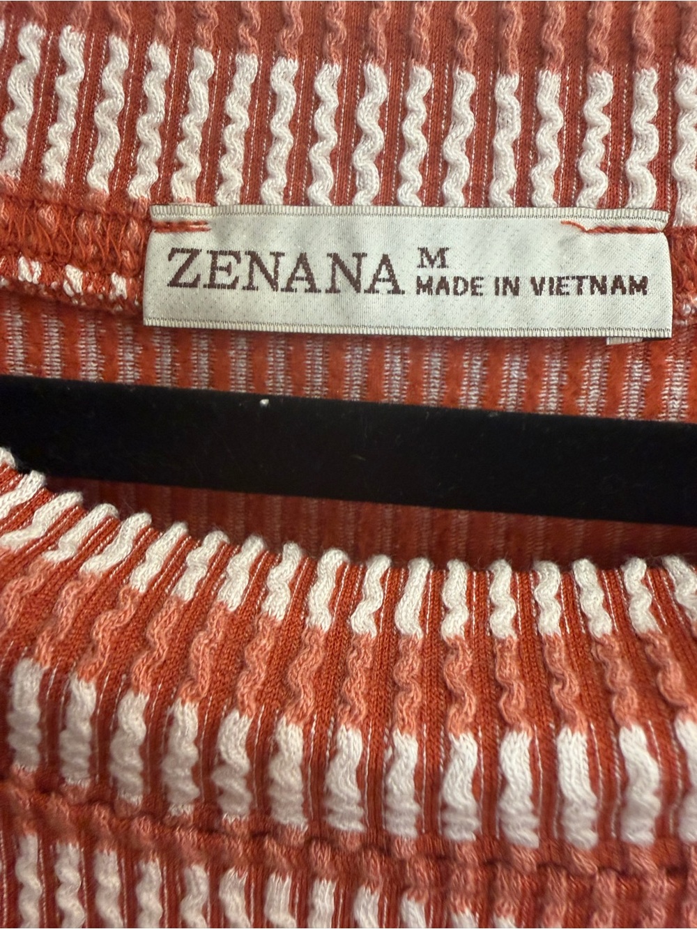 Zenana Outfitters Cinnamon and Cream Striped Short-Sleeve Knit Top - Picture 3 of 6